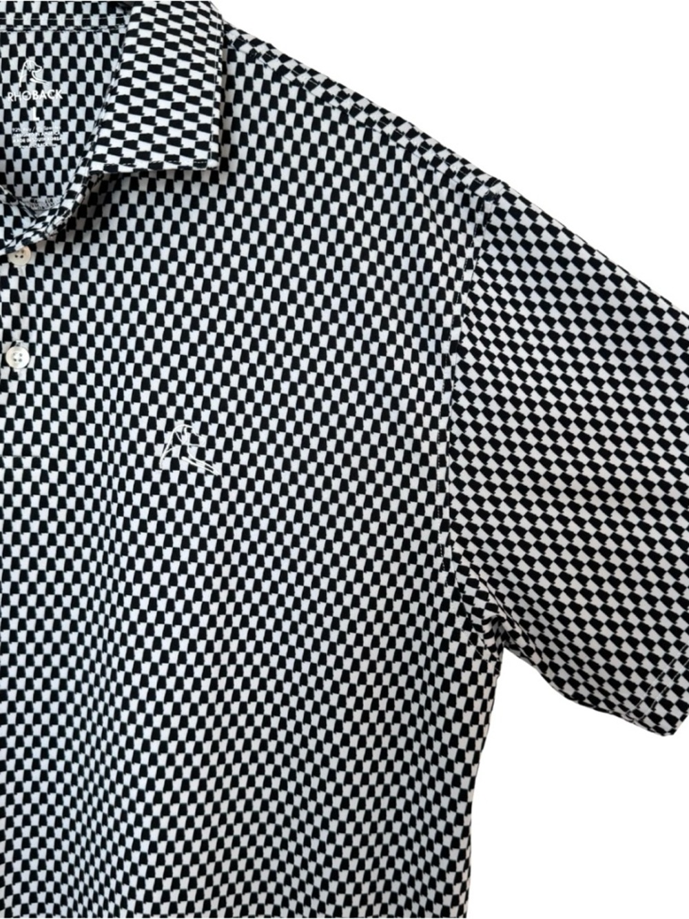 Rhoback Black White Alabama State Print Short Sleeve Performance Golf Polo Large - Picture 4 of 7
